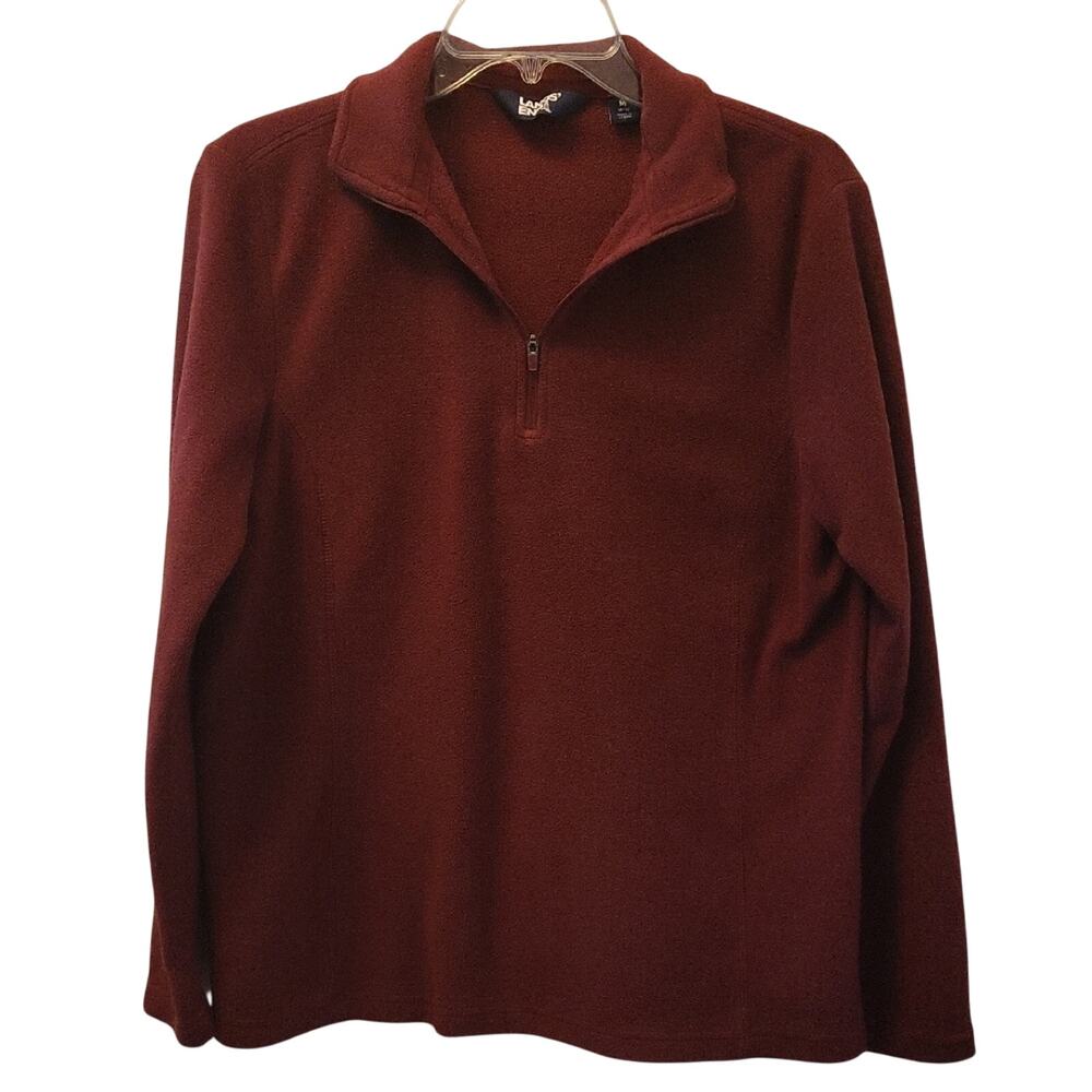 Lands' End Women's Maroon Zip-Up Sweater Size Medium 10-12